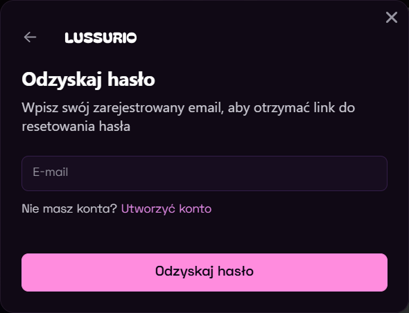 Lussurio odzyskiwanie hasła przez e-mail